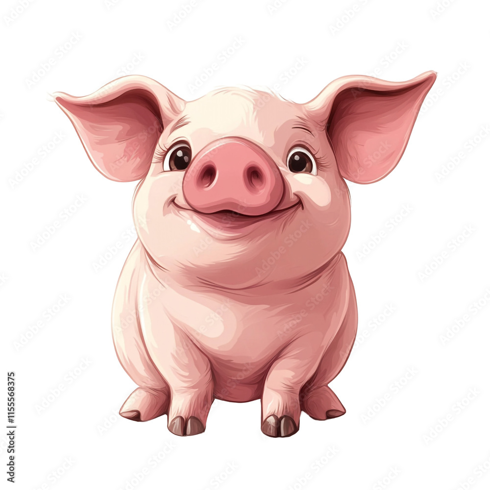 Fototapeta premium Adorable Pink Piglet Illustration