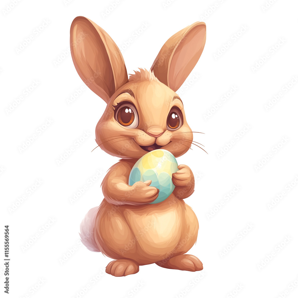 Adorable Easter Bunny Holding a Decorated Egg Adorable Easter Bunny Holding a Decorated Egg