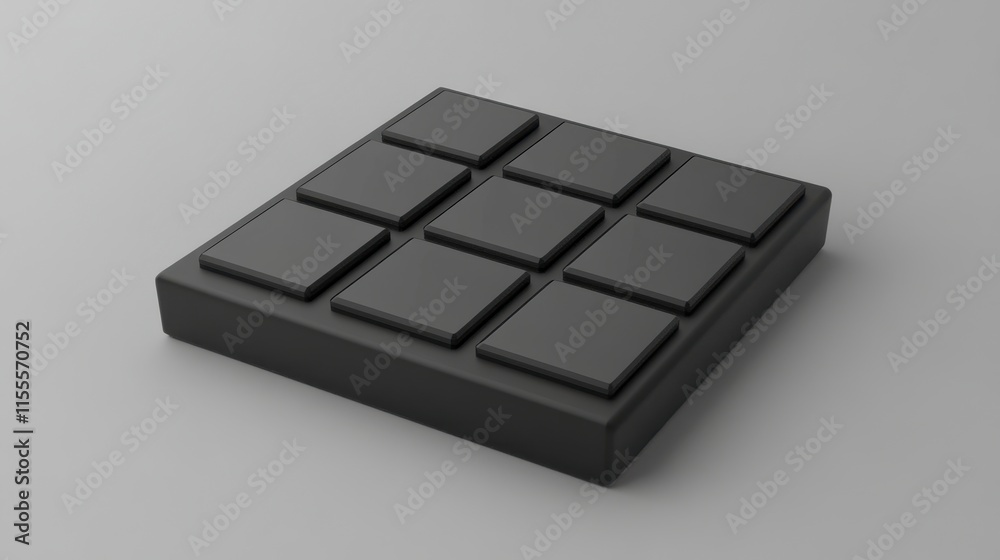 Nine black square buttons on a grey background.