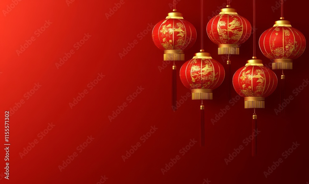 Beautifully Decorated Red Lanterns Symbolizing Joy and Prosperity Against a Vibrant Background Beautifully Decorated Red Lanterns Symbolizing Joy and Prosperity Against a Vibrant Background