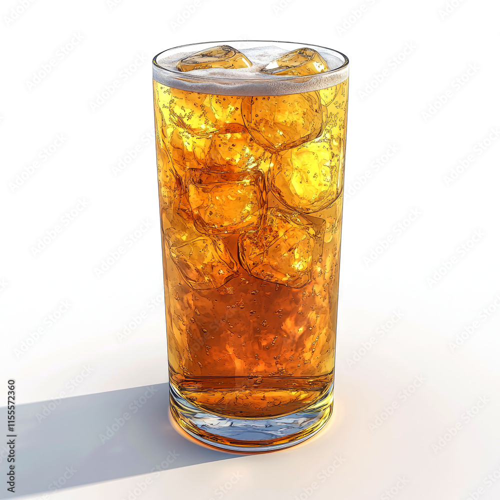 Iced tea in a tall glass with ice cubes. Iced tea in a tall glass with ice cubes.