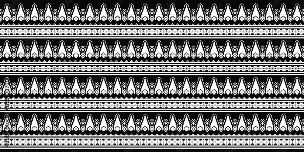 Batik Seamless Christmas embroidery textile ethnic ornament border pattern fabric