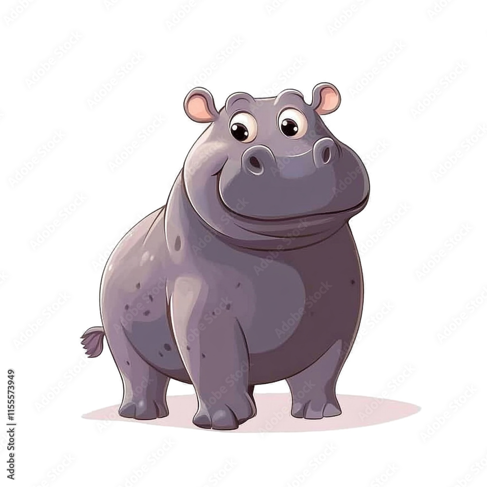 Adorable Cartoon Hippopotamus Illustration