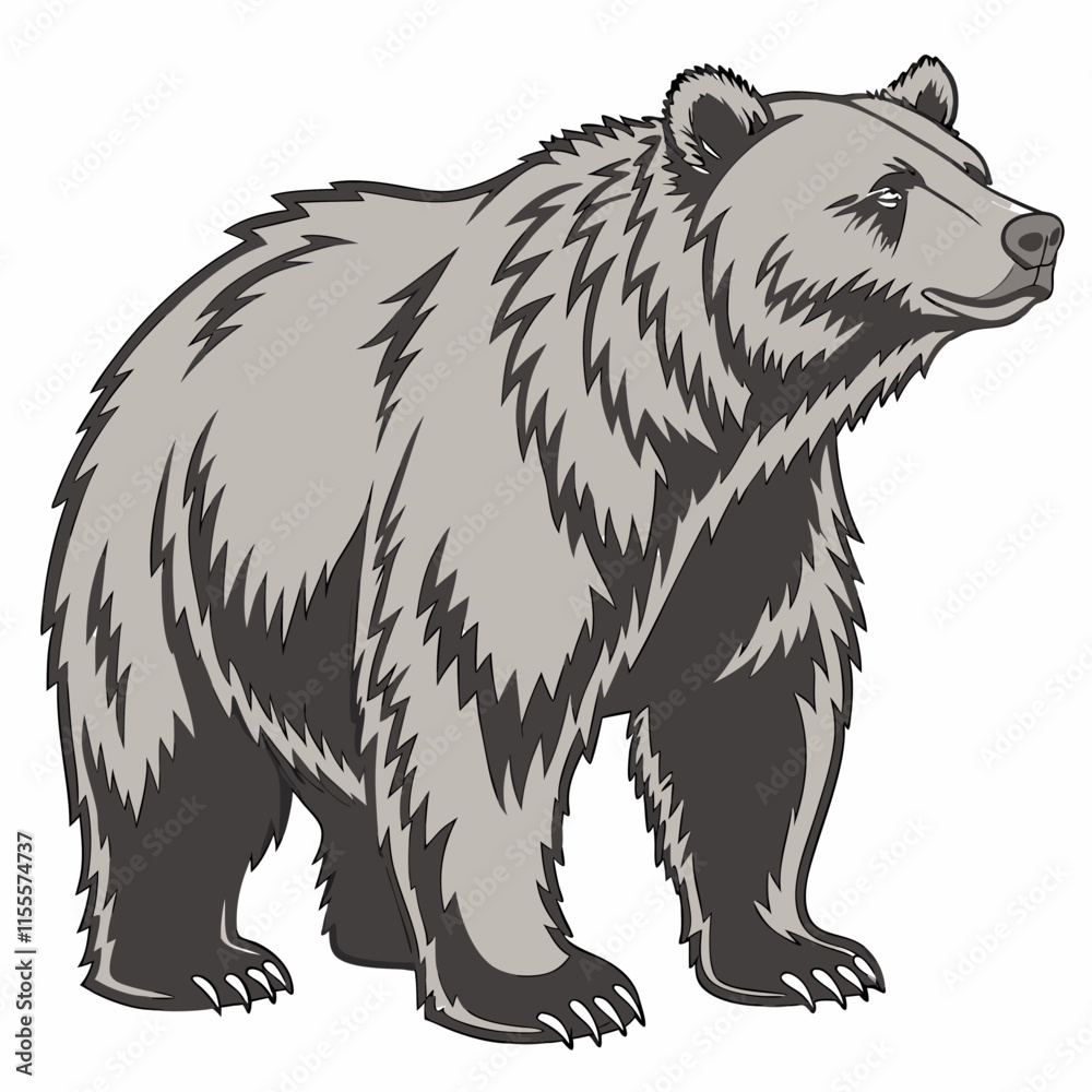 Obraz premium Grizzly Bear digital artwork, vibrant and detailed design showcasing the majestic power of wildlife.