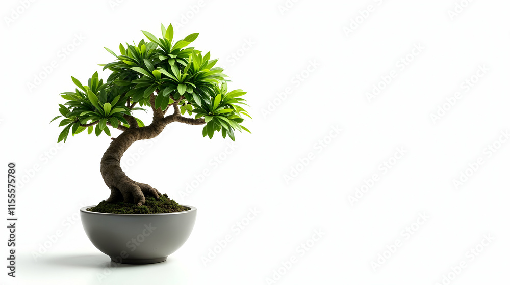 Serene Bonsai: A miniature tree in a grey pot, exuding tranquility against a bright white backdrop. A symbol of peace and patience. Serene Bonsai: A miniature tree in a grey pot, exuding tranquility against a bright white backdrop. A symbol of peace and patience.