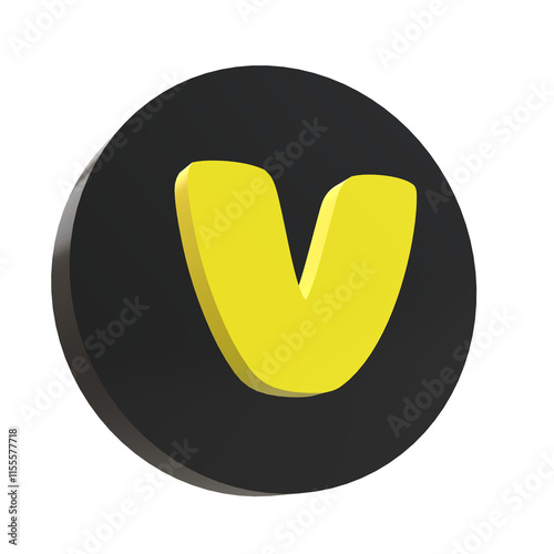3D Letter V Design ini an Elegant Circel