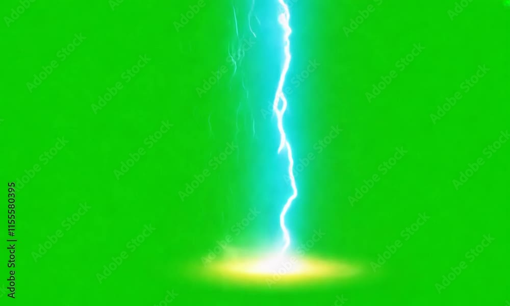 Lightning strike on green screen. Generative AI