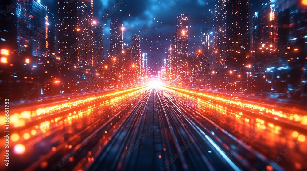 Futuristic Cityscape: Neon Lights and Speed Futuristic Cityscape: Neon Lights and Speed