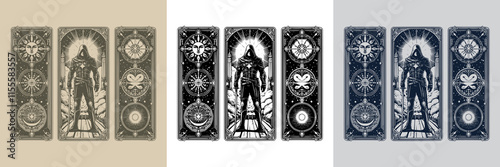 assassin playing card tattoo design with intricate details