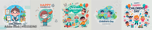 Vector image with the theme of Happy Childrens Day