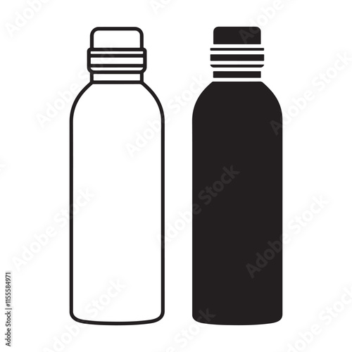 Water bottle line art vector silhouette illustration