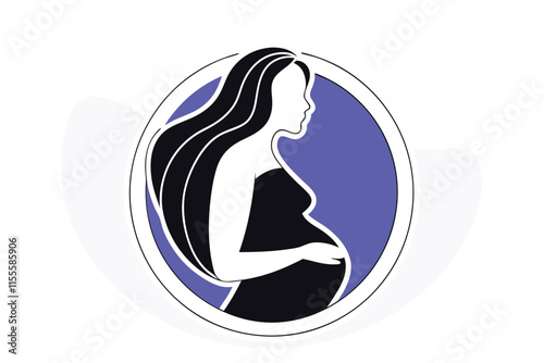 Minimalist pregnant women logo on white background