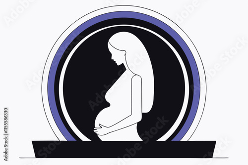 Minimalist pregnant women logo on white background