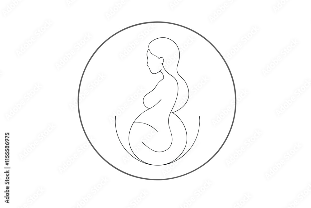Minimalist pregnant women logo on white background Minimalist pregnant women logo on white background