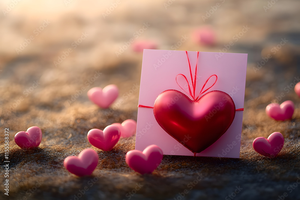 Fototapeta premium Valentines day greeting card love photo mockup