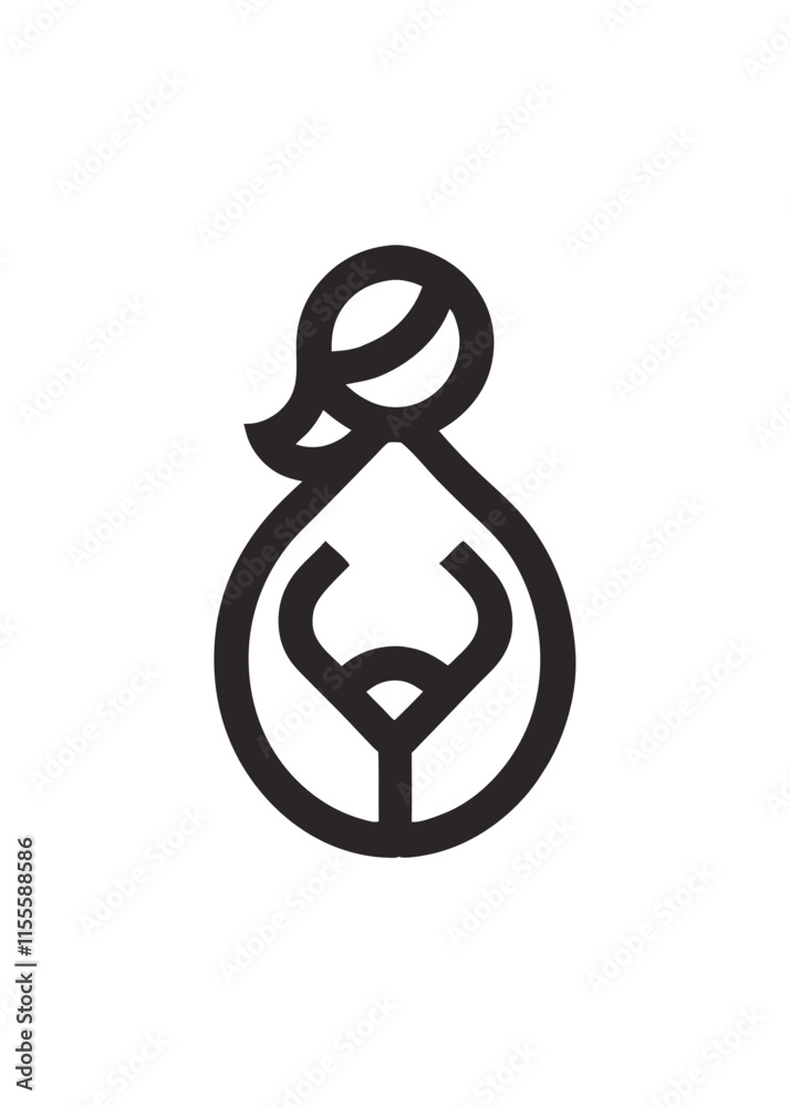 Minimalist pregnant women logo on white background Minimalist pregnant women logo on white background