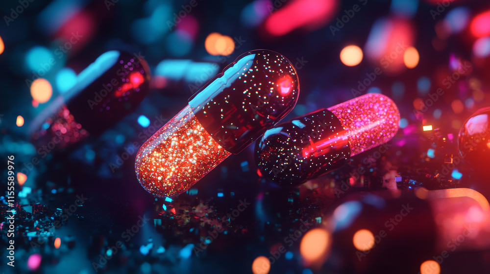 Hologram medications. Holographic projection of the drug. Flickering energy flux of particles. The scientific design of the tablet. Hologram medications. Holographic projection of the drug. Flickering energy flux of particles. The scientific design of the tablet.