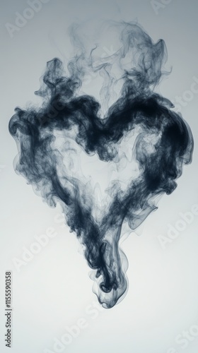 Smoke forms a heart shape on a light background in an artistic display