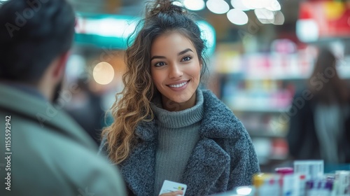 Smiling female doctor engages with patient in a modern clinic during daytime
