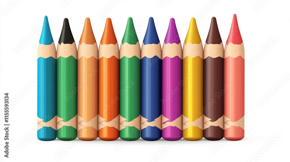 Naklejka premium Vibrant Pencil Collection for Creative Expression and Learning