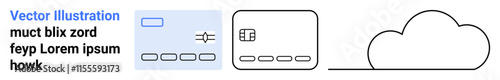 Networking elements connected with basic graphics, emphasizing cloud computing concept. Ideal for technology, IT services, cloud storage, network systems, SaaS, web design data management. Landing