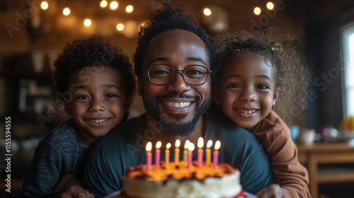 Smiles and laughter at a birthday celebration with family members and a delic...