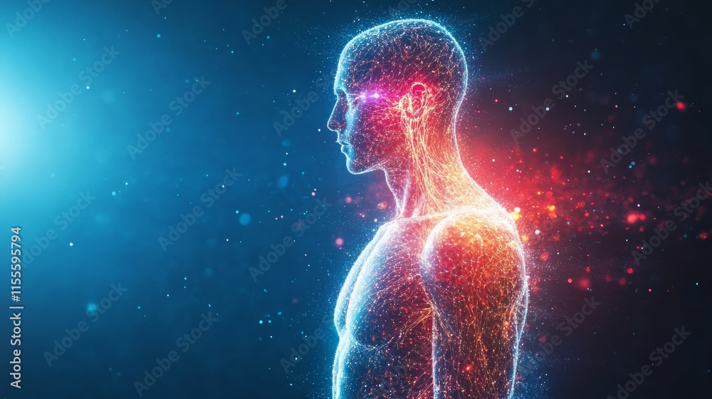 Vital energy, human body anatomy illustration, Generative Ai. Vital energy, human body anatomy illustration, Generative Ai.