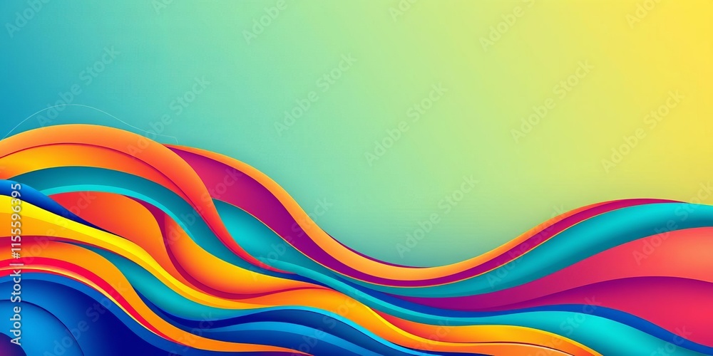 poster with abstract waves in flat style, vibrant, waves