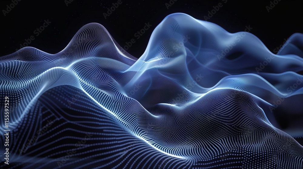 Fototapeta premium Abstract blue color background of curved line wave or veil texture shape