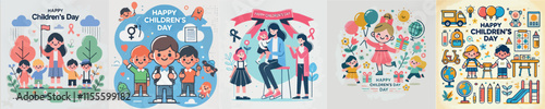 Vector image with the theme of Happy Childrens Day photo