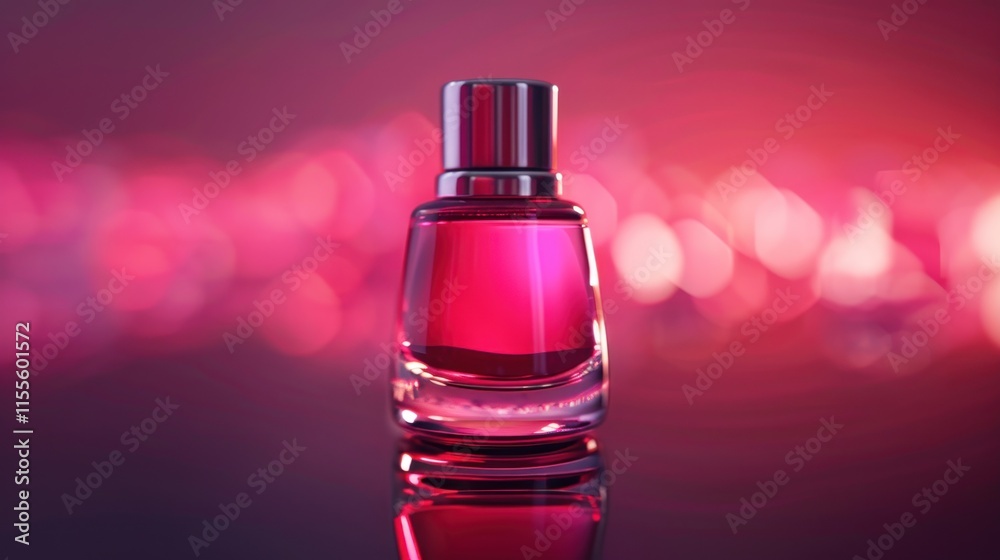 Elegant Pink Perfume Bottle on a Sparkling Background Elegant Pink Perfume Bottle on a Sparkling Background