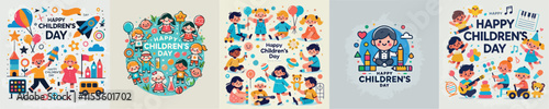 Vector image with the theme of Happy Childrens Day