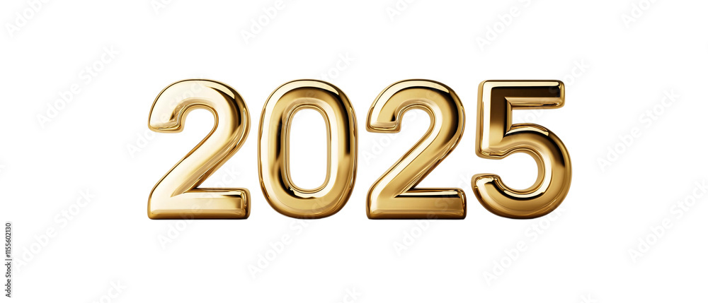 Luxurious golden 3D representation of year 2025, shining and elegant Luxurious golden 3D representation of year 2025, shining and elegant