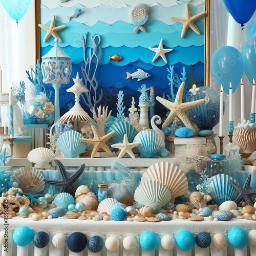 Under the Sea Marine themed decorations like seashells starfish photo