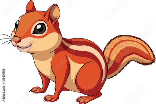 Cartoon chipmunk sitting and showing its fluffy tail