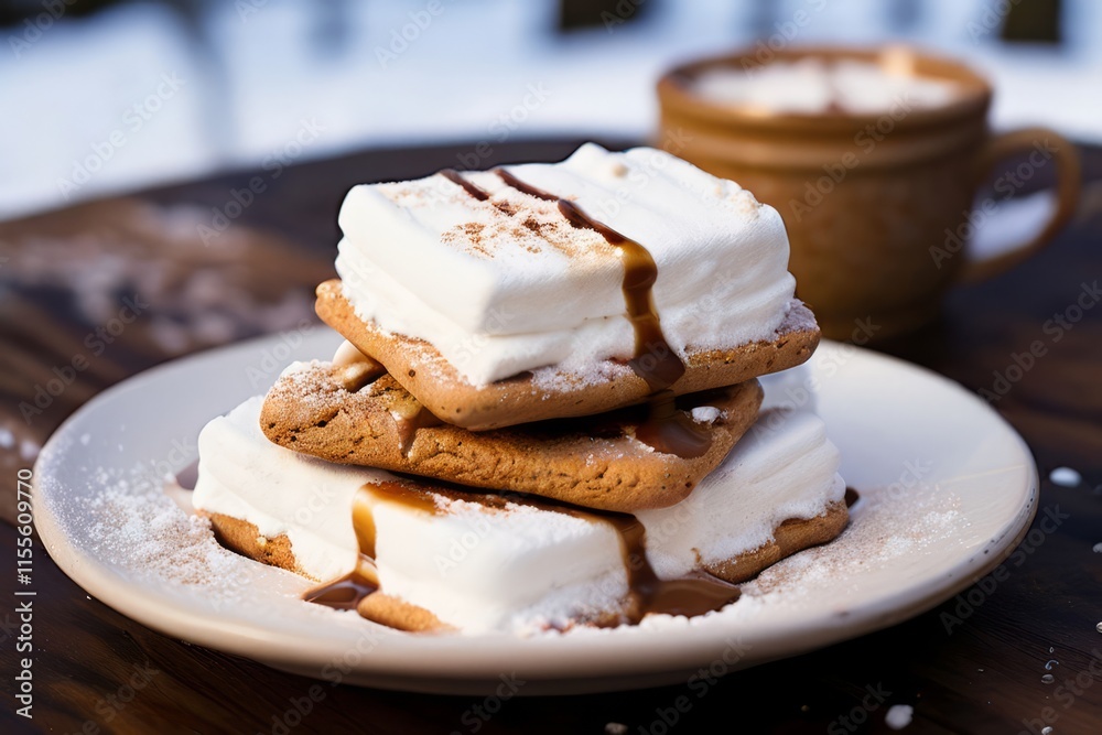 93 snowy smores a plate of snow covered smores with a few marshm 93 snowy smores a plate of snow covered smores with a few marshm