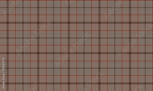 Plaid fabric pattern, brown, gray, red, seamless for textile and clothing design skirt, pants, suit, blanket or decoration. Vector illustration.