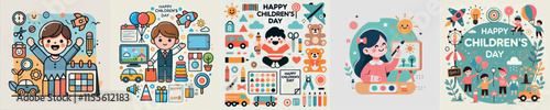 Vector image with the theme of Happy Childrens Day