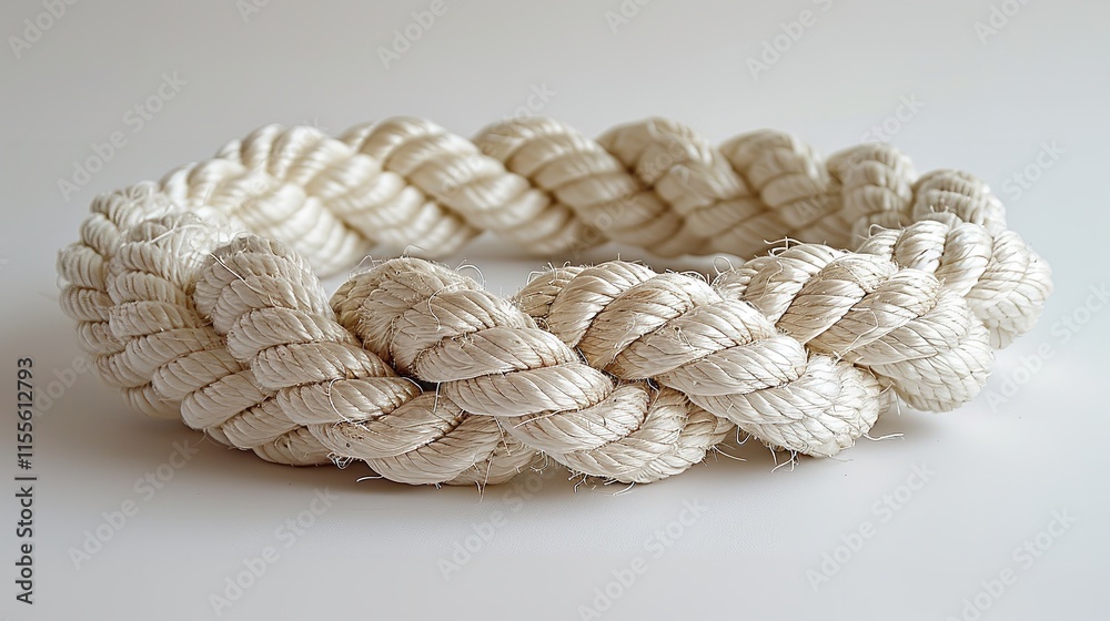 Lasso rope in white, white background, Generative Ai. Lasso rope in white, white background, Generative Ai.
