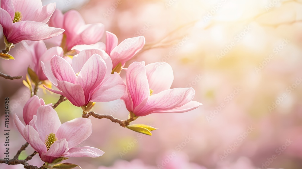 Magnolia Blossoms in Sunlight: A Springtime Delight Magnolia Blossoms in Sunlight: A Springtime Delight
