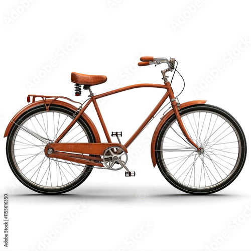 Classic brown bicycle, side view. photo