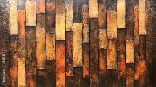A textured wooden panel with alternating warm brown tones and a rustic abstract feel