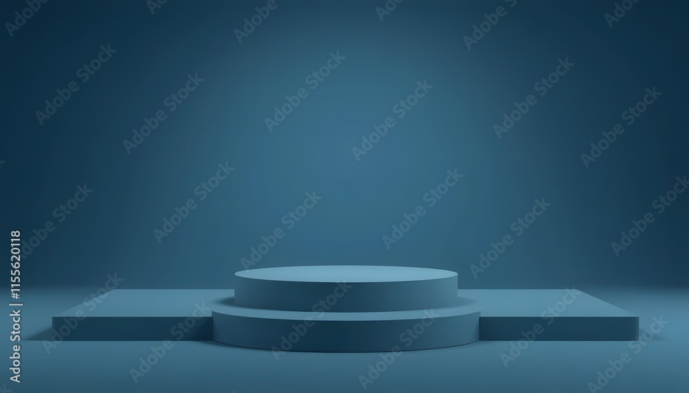 Fototapeta premium Abstract Blue Minimalist Stage Platform. 3D rendering.