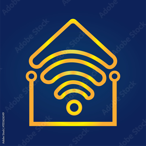 Smarthome icon modern wifi golden logo design