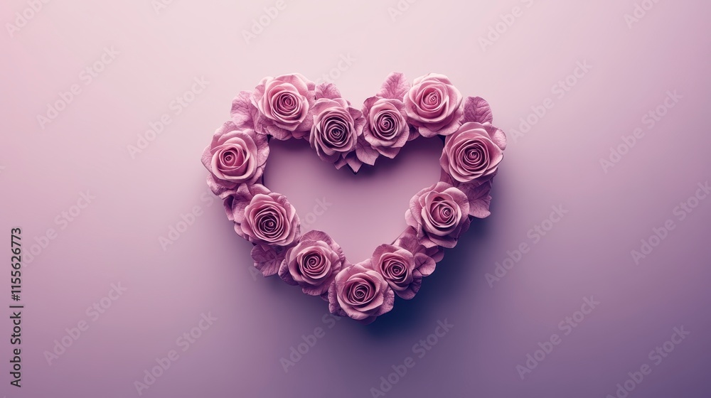 Pink roses arranged in a heart shape on a pink background. Pink roses arranged in a heart shape on a pink background.