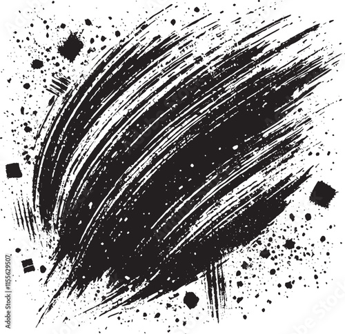 Grunge brush stroke background effect black vector illustration isolated on a white background