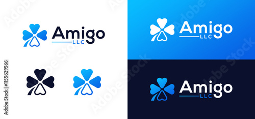 Shamrock logo vector illustration design template with arrows.