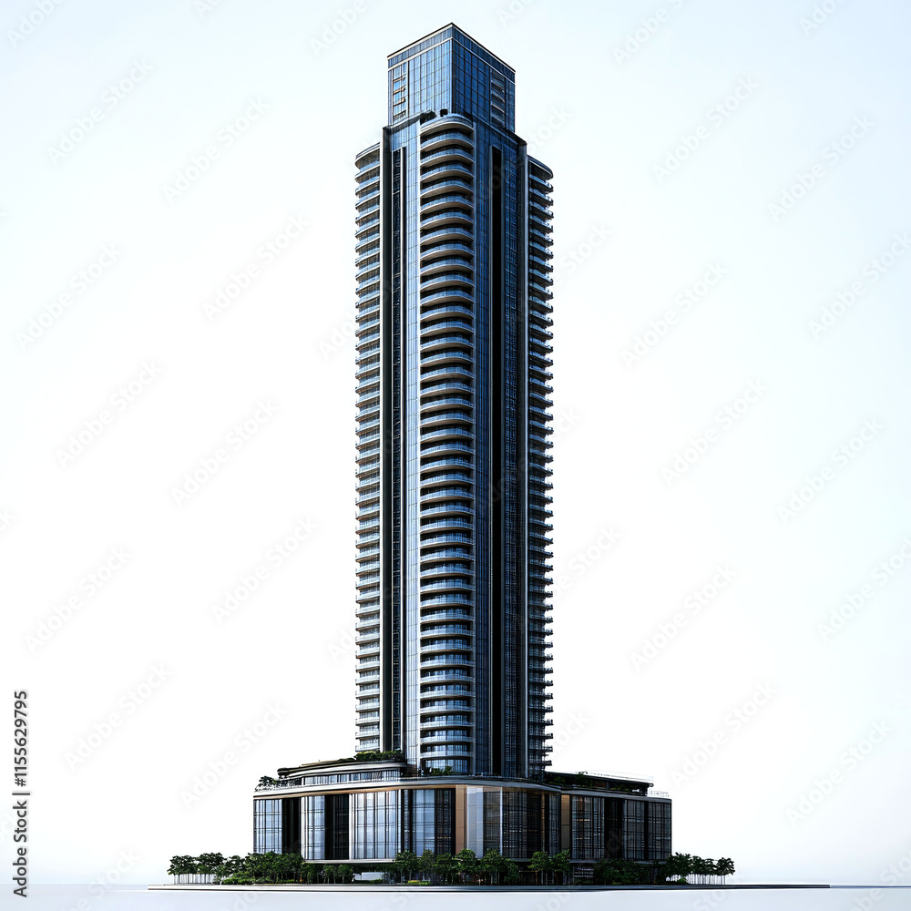 Tall modern skyscraper architectural rendering. Tall modern skyscraper architectural rendering.