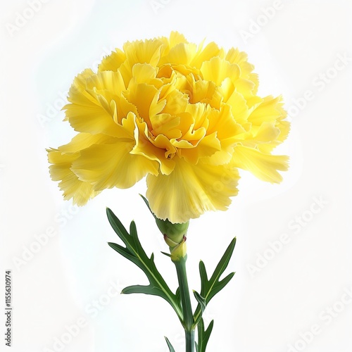 Yellow Carnation Isolated on White Background. Beautiful Carnation Flower