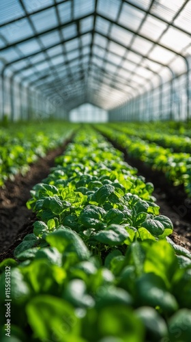 Greenhouse filled with vibrant young plants thriving in a controlled environment
